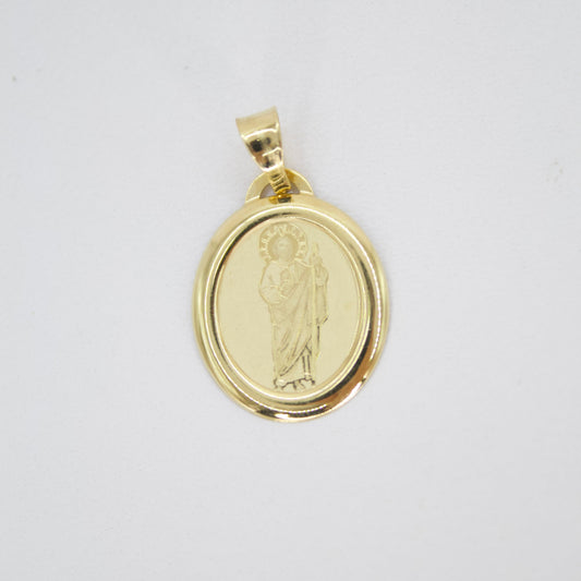 Medalla San Judas Tadeo en oro amarillo 14k.