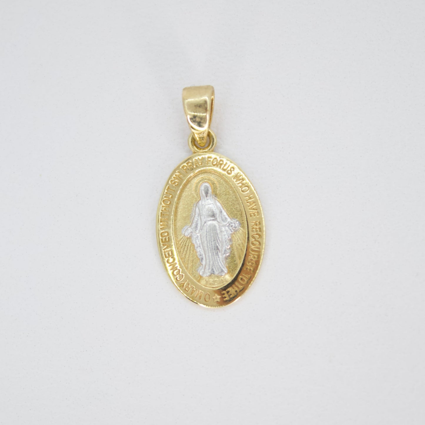 Medalla Virgen milagrosa en oro combinado 14k.