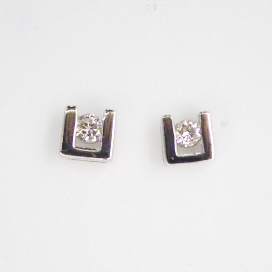 Aretes en oro blanco 14k con diamantes