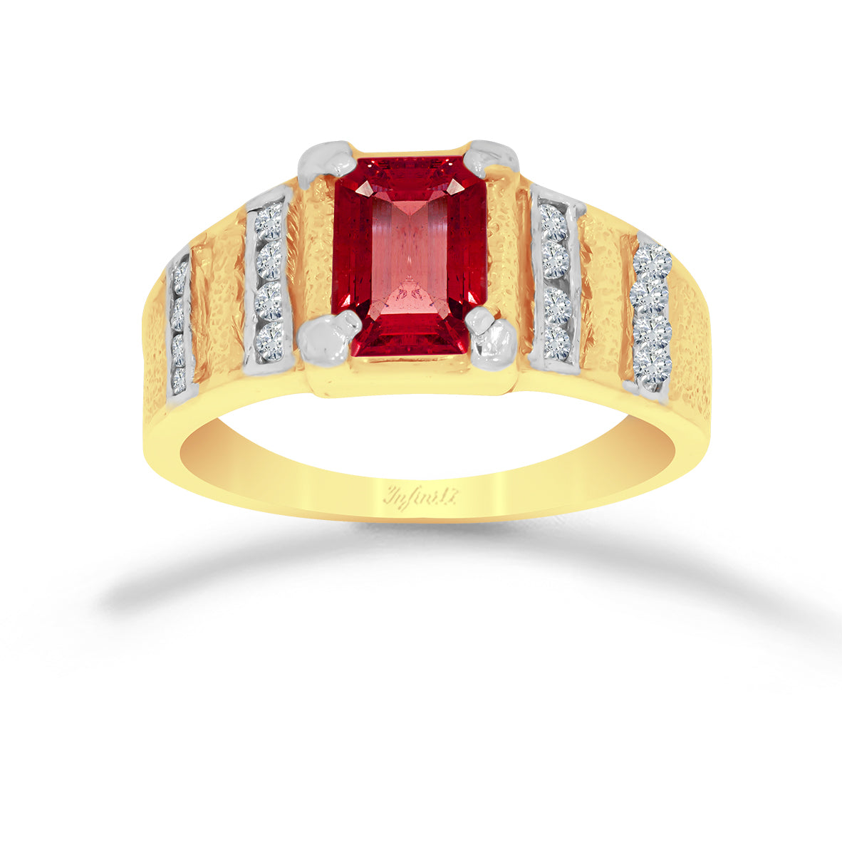 Anillo Oro 10k - Zirconia Rubí­ Rectangular