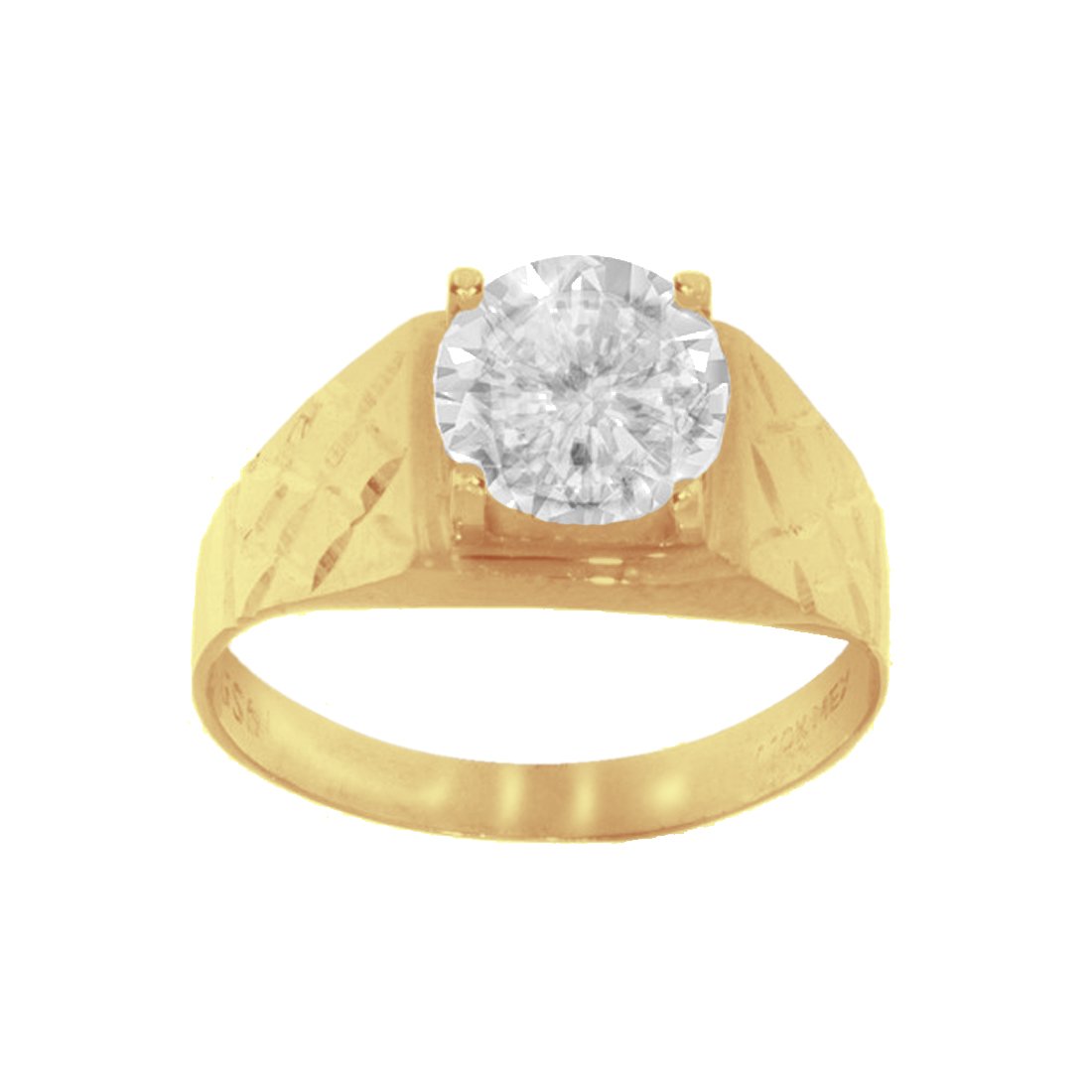 Anillo Solitario Oro 10k, Zirconia 8 mm Diamantado