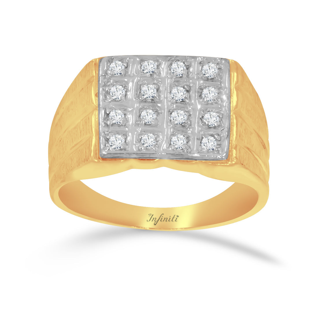 Anillo Oro 10k - Estilo Cuadrado con Zirconias