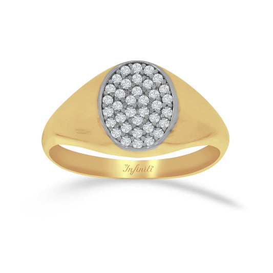 Anillo Oro 10k - Oval con Zirconias