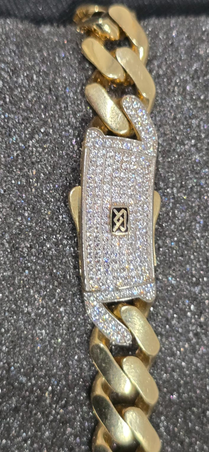 Pulsera de oro de 10 Kilates eslabón tipo Monaco Chino.