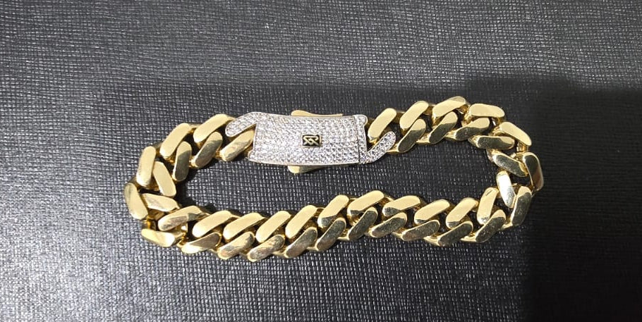 Pulsera de oro de 10 Kilates eslabón tipo Monaco Chino.