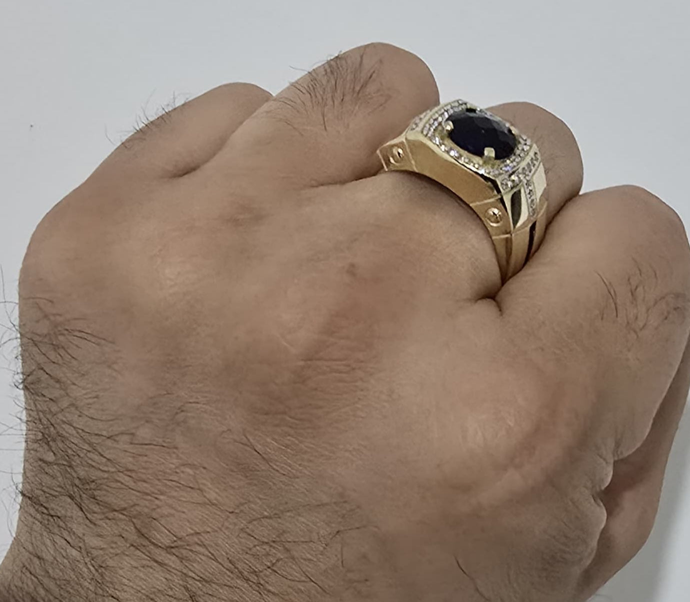 Anillo de oro de 10k zafiro azul