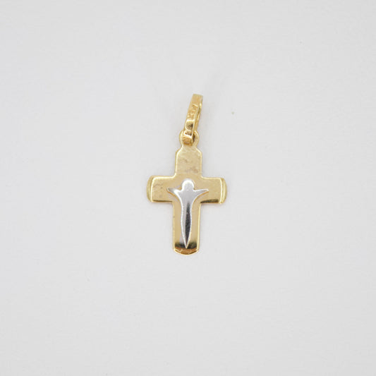 Cruz en oro combinado 14k.