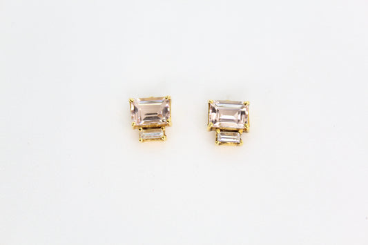 Aretes en oro amarillo 14k con Morganita y diamantes.